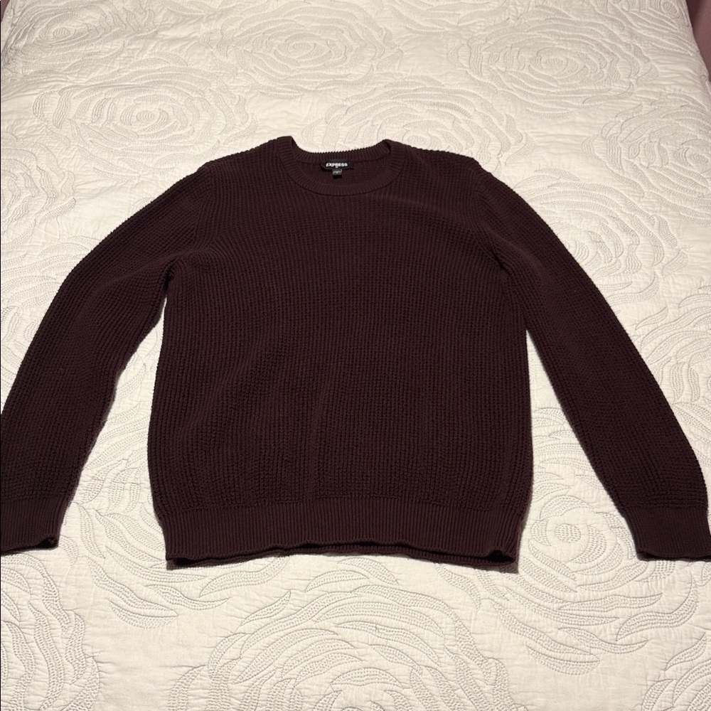 Express Men's Dark Maroon Crewneck Sweater